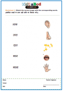 aa aa matra shabd worksheets with picture in hindi pdf
